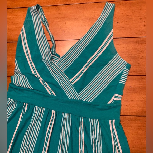 Teal &grey striped tank top dress,size large.Added a stitch on bust for modesty - Picture 3 of 7